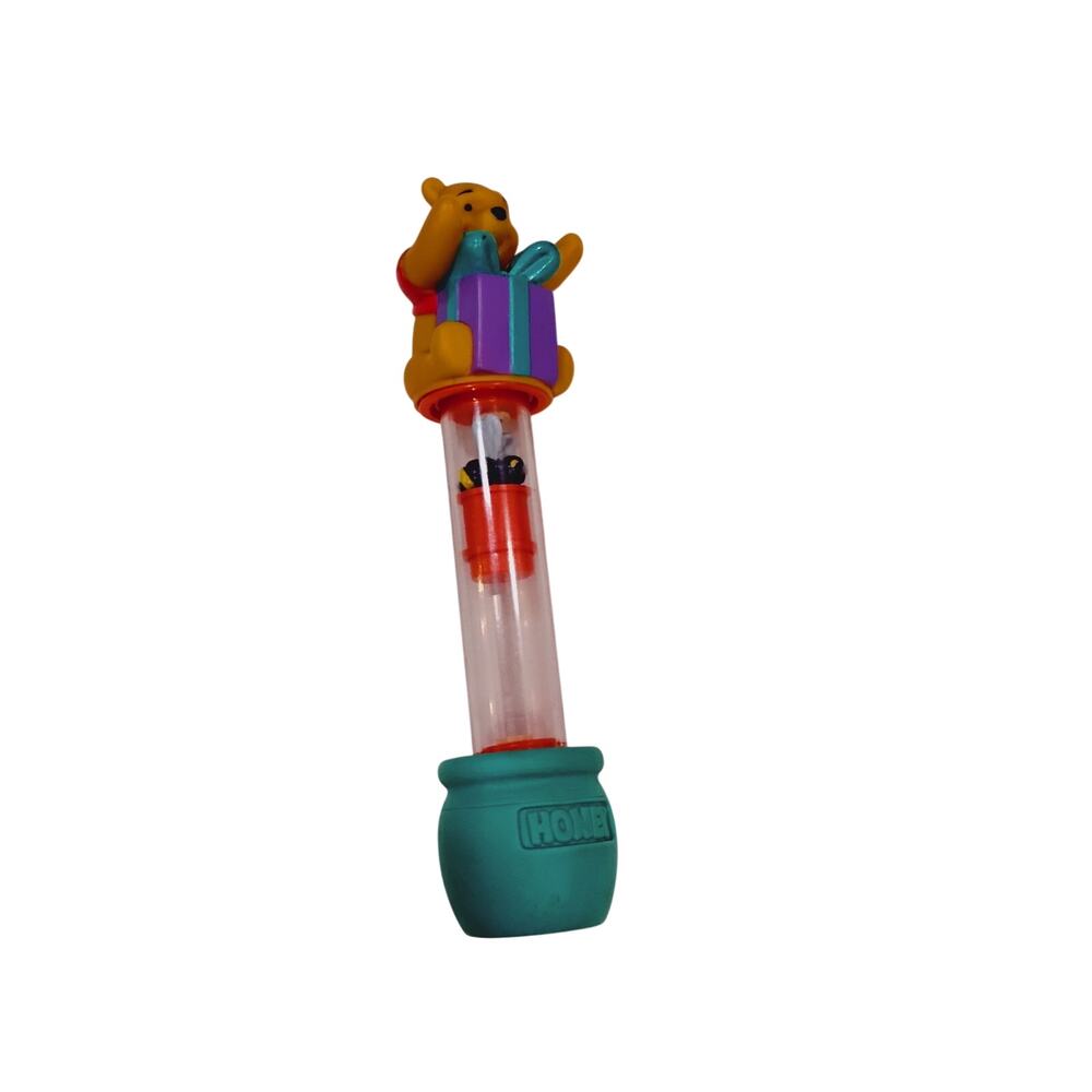 Vintage RARE Mattel Winnie The Pooh Slide & Giggle Sensory Baby Rattle Toy 8"